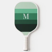 Modern Green Gradient Striped Monogram Pickleball Schläger (Rückseite)