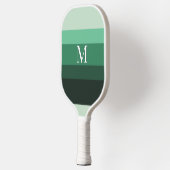 Modern Green Gradient Striped Monogram Pickleball Schläger (Links)