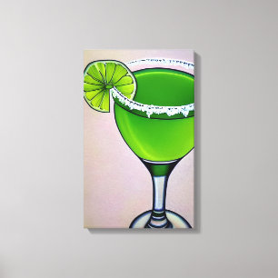 Modern Green Groovy Liquid Margarita Art Big Leinwanddruck