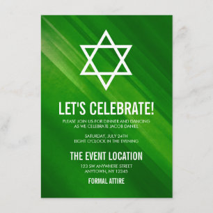 Modern Green Grunge Bar Mitzvah Empfang Einladung
