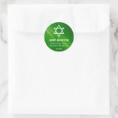 Modern Green Grunge Bar Mitzvah Runder Aufkleber (Tasche)