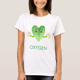 Modern Green Happy Heart Leaf T-Shirt
