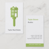 Modern Green House Logo Real Anwesen Business Card Visitenkarte (Vorne/Hinten)