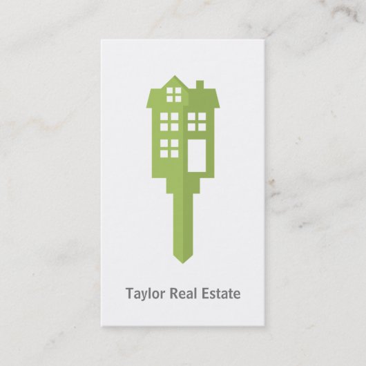 Modern Green House Logo Real Anwesen Business Card Visitenkarte (Vorderseite)