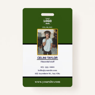 Modern Green ID Card mit Foto & Logo Ausweis