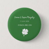 Modern Green Irish Vierblättriges Kleeblatt Weddin Button (Vorderseite)