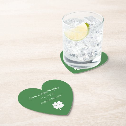 Modern Green Irish Vierblättriges Kleeblatt Weddin Untersetzer (Vor Ort)