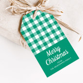 Modern Green Kariert Script Frohe Weihnachten Geschenkanhänger