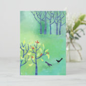Modern Green Landcape Birds Forest Art Card (Stehend Vorderseite)