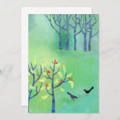 Modern Green Landcape Birds Forest Art Card (Vorne/Hinten)