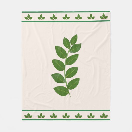 Modern Green Laurel Blätter Fleecedecke (Vorderseite)