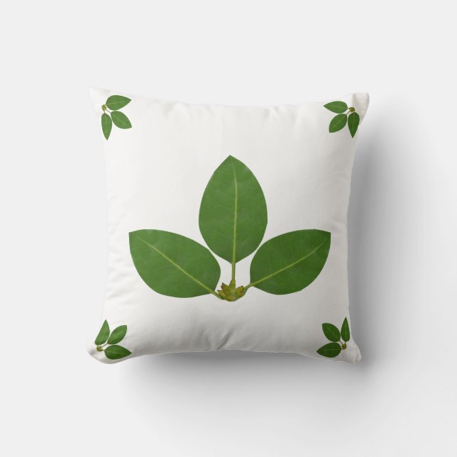 Modern Green Laurel Blätter Kissen (Vorderseite)