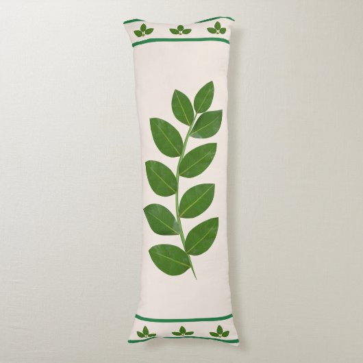 Modern Green Laurel Blätter Seitenschläferkissen (Vorderseite Vertikal)