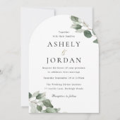 Modern Green Leaf Arch Wedding Einladung (Vorderseite)