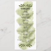 Modern Green Leaf Minimalist Wedding Program Programm (Rückseite)