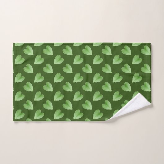 Modern Green Leaf Muster auf Forest Green Badhandtuch Set (Handtuch)