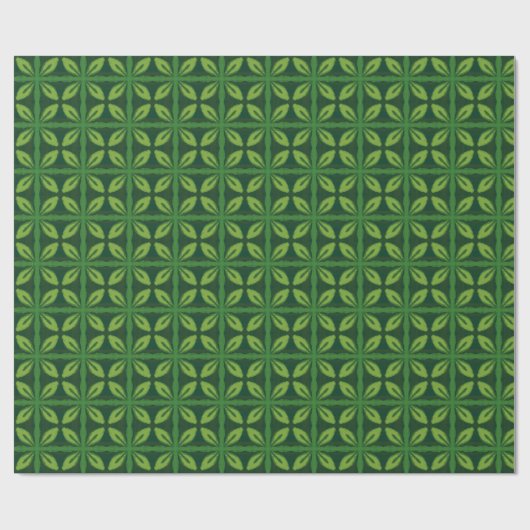 Modern Green Leaf Pattern - Botanische Geometrie Geschenkpapier (Flach)