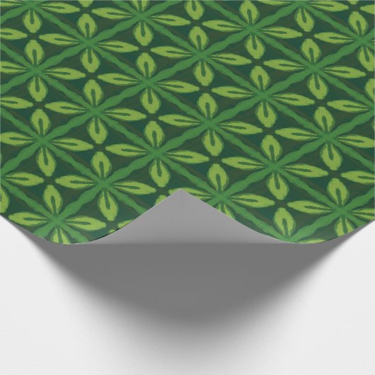 Modern Green Leaf Pattern - Botanische Geometrie Geschenkpapier (Ecke)