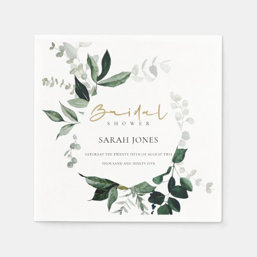 Modern Green Leafy Tropical Foliage Brautparty Serviette (Vorderseite)