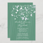Modern Green Love Birds Bridal Dusche Einladung (Vorne/Hinten)