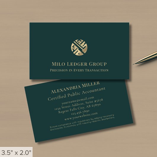 Modern Green Luxe Logo Visitenkarte