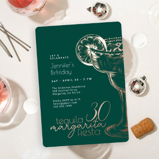 Modern Green Margarita Fiesta 30. Geburtstag Party Folieneinladung