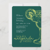 Modern Green Margarita Fiesta Birthday Party Einladung (Vorderseite)