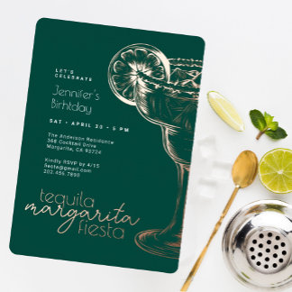 Modern Green Margarita Fiesta Birthday Party Folieneinladung