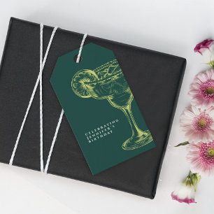 Modern Green Margarita Fiesta Birthday Party Geschenkanhänger