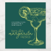Modern Green Margarita Fiesta Birthday Party Weinetikett (Einzelnes Label)