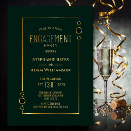 Modern Green mit Gold Frame Engagement Party Einladung