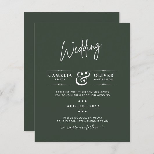 Modern Green Monochrome Wedding (Vorne/Hinten)
