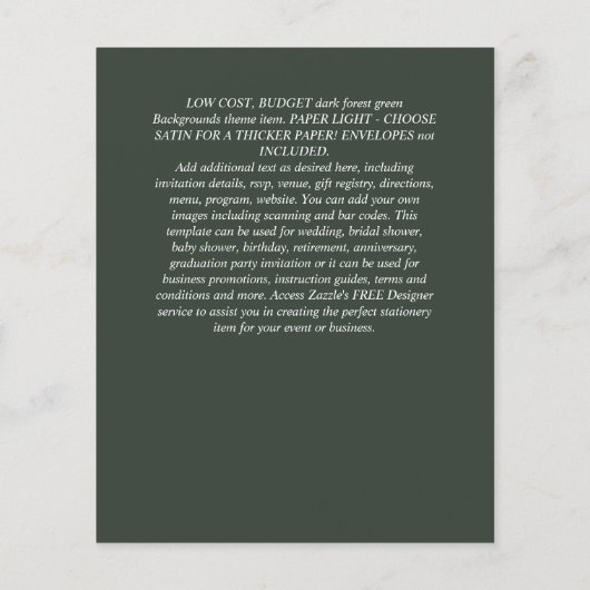 Modern Green Monochrome Wedding (Rückseite)