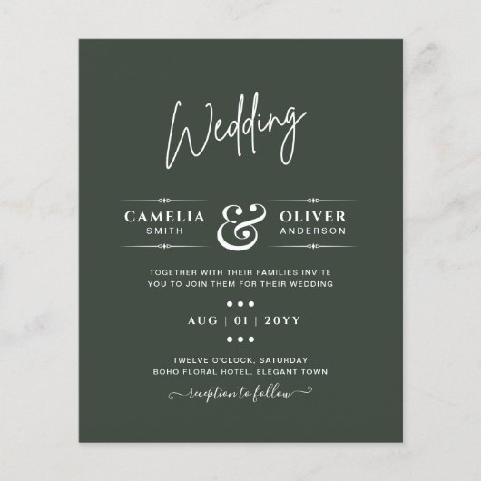 Modern Green Monochrome Wedding (Vorderseite)