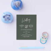 Modern Green Monochrome Wedding Flyer (Einzeln)