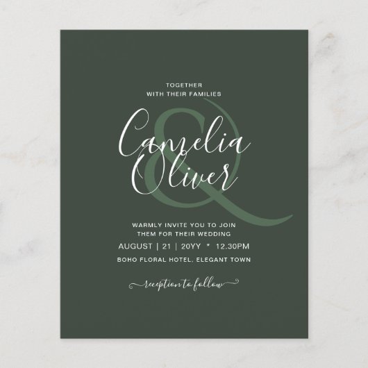 Modern Green Monochrome Wedding Flyer (Vorne)