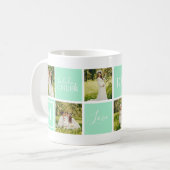 Modern Green Monogram Foto Collage Weihnachten Kaffeetasse (Vorderseite Links)