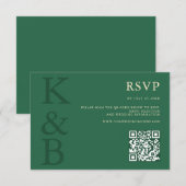 Modern Green Monogram Minimalist Wedding RSVP Karte (Vorne/Hinten)