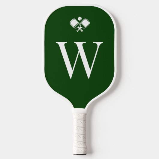 Modern Green Monogrammed Professional Pickleball Schläger (Vorderseite)