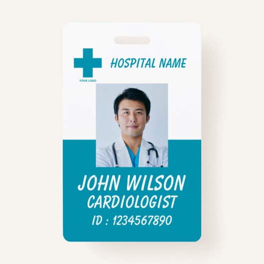 Modern Green Nurse Photo ID Badge Template Ausweis (Vorderseite)