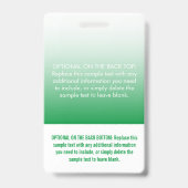 Modern Green Ombre Beruflich Foto Name Tag Ausweis (Rückseite)