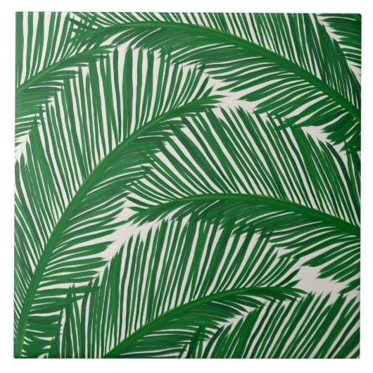 Modern Green Palm Leaf Fliese (Vorderseite)