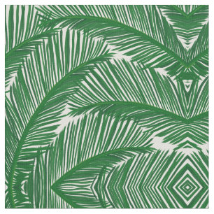 Modern Green Palm Leaf Stoff