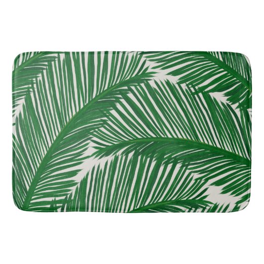 Modern Green Palm Leaf Tropical Pattern Badematte (Vorderseite)