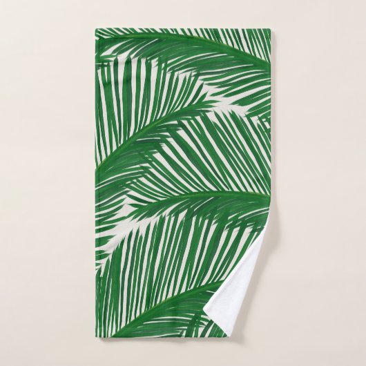 Modern Green Palm Leaf Tropical Pattern Badhandtuch Set (Handtuch)