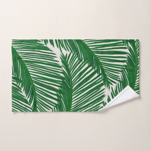 Modern Green Palm Leaf Tropical Pattern Badhandtuch Set (Handtuch)