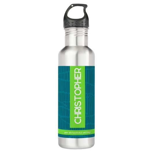 Modern Green Personalisiert Name Edelstahlflasche (Vorderseite)