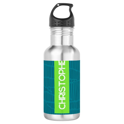 Modern Green Personalisiert Name Edelstahlflasche (Vorderseite)
