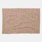 Modern Green Pink Leopard Muster Animal Print Geschirrtuch (Horizontal)