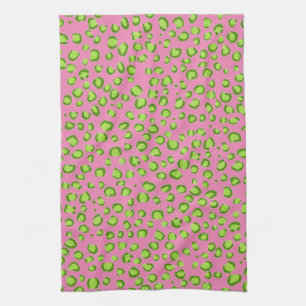 Modern Green Pink Leopard Muster Animal Print Geschirrtuch